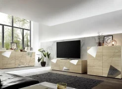 Garnero Arredamenti Credenze Moderne|Madie Moderne-Madia 181x84h cm moderna samoa specchio con serigrafia 3 ante Olimpo Rovere