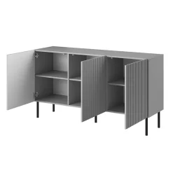 Garnero Arredamenti Credenze Moderne|Madie Moderne-Madia 150x81h cm moderna soggiorno grigio chiaro nero Cadice