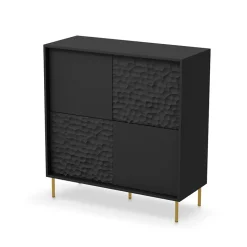 Garnero Arredamenti Madie Moderne|Madie Moderne-Madia 100x105h cm moderna soggiorno nero oro Osaka