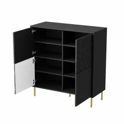 Garnero Arredamenti Madie Moderne|Madie Moderne-Madia 100x105h cm moderna soggiorno nero oro Osaka