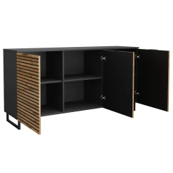 Garnero Arredamenti Credenze Moderne|Madie Moderne-Madia 150x76h cm rustica design cannettato rovere nero List