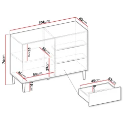 Garnero Arredamenti Credenze Moderne|Madie Moderne-Madia104x76h cm moderna design cannettato nero Flippo