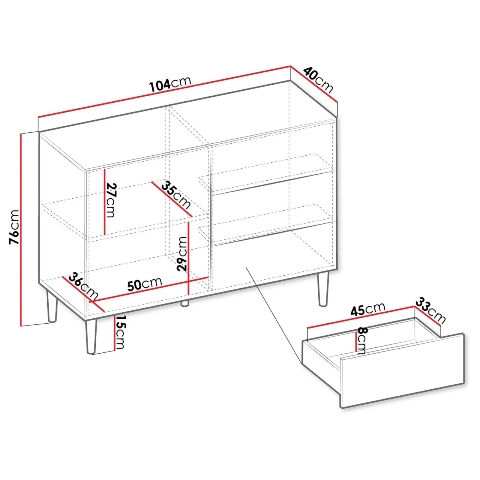 Garnero Arredamenti Credenze Moderne|Madie Moderne-Madia104x76h cm moderna design cannettato nero Flippo