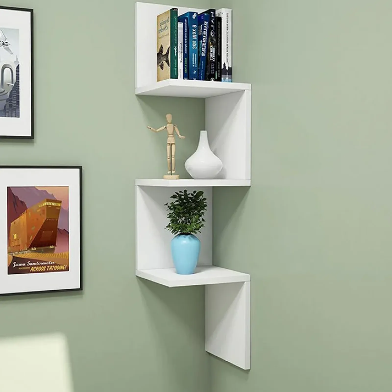 Garnero Arredamenti Mensole E Pensili|Mensole E Pensili-Mensola angolare libreria 25x106h cm da parete salvaspazio bianco opaco Graniti