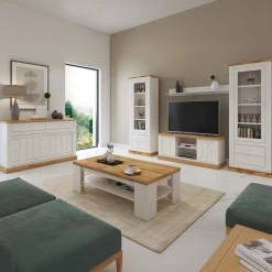 Garnero Arredamenti Mensole E Pensili-Mensola da parete 215x18h cm soggiorno bianco frassinato rovere Islen Bianco Opaco - Rovere