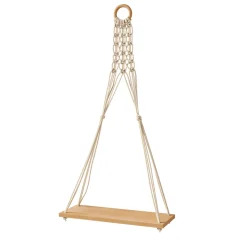 Garnero Arredamenti Mensole E Pensili-Mensola sospesa 30x57h cm da parete con corda rovere Liana