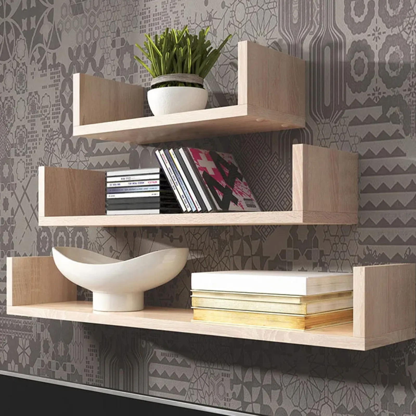 Garnero Arredamenti Mensole E Pensili-Mensola 80x48h cm 3 ripiani pensile da parete Cristina Rovere