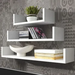 Garnero Arredamenti Mensole E Pensili-Mensola 80x48h cm 3 ripiani pensile da parete bianco Cristina Bianco Opaco