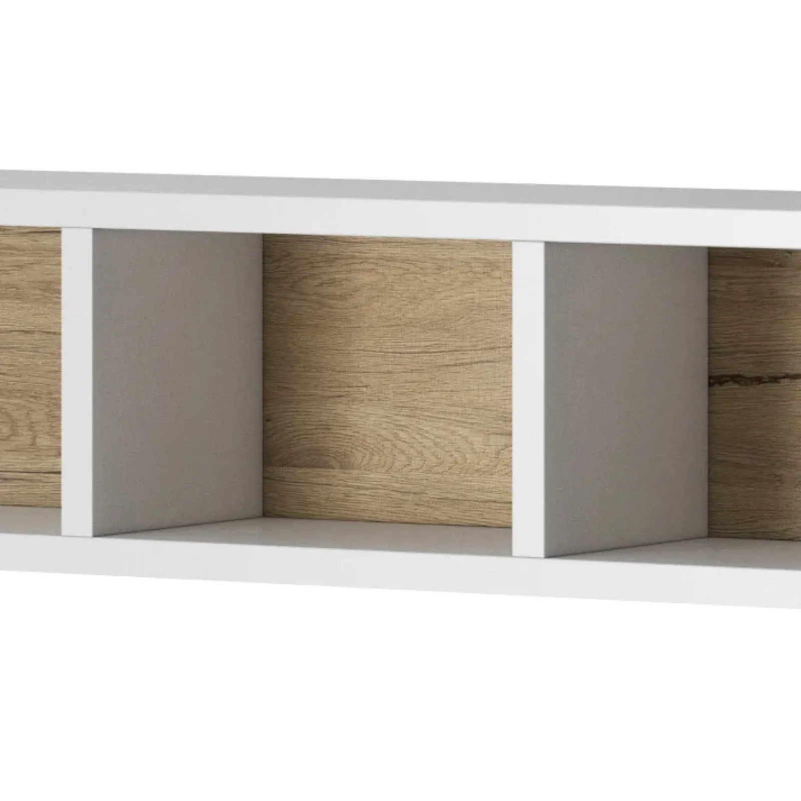 Garnero Arredamenti Mensole E Pensili-Mensola 169x21h cm 5 vani da parete bianco rovere Tahiti