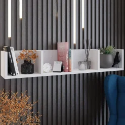 Garnero Arredamenti Mensole E Pensili-Mensola 95x17h cm 4 vani da parete moderna bianco Serafina