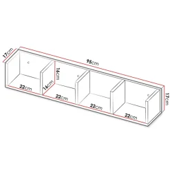 Garnero Arredamenti Mensole E Pensili-Mensola 95x17h cm 4 vani da parete moderna bianco Serafina