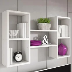 Garnero Arredamenti Mensole E Pensili|Librerie-Mensola 102x60h cm 5 vani pensile da parete moderna bianco Felicita Bianco Opaco