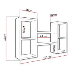 Garnero Arredamenti Mensole E Pensili|Librerie-Mensola 102x60h cm 5 vani pensile da parete moderna bianco Felicita Bianco Opaco