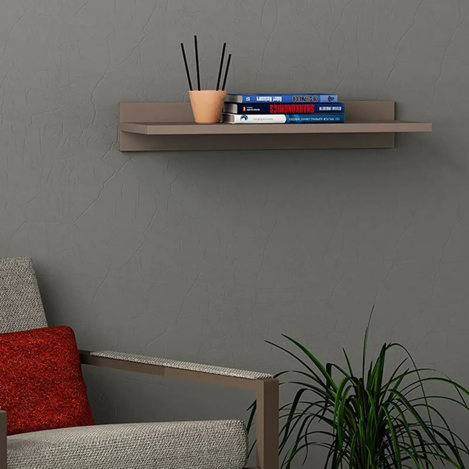 Garnero Arredamenti Mensole E Pensili-Mensola 60x22h cm a muro moderna rovere scuro Frisa