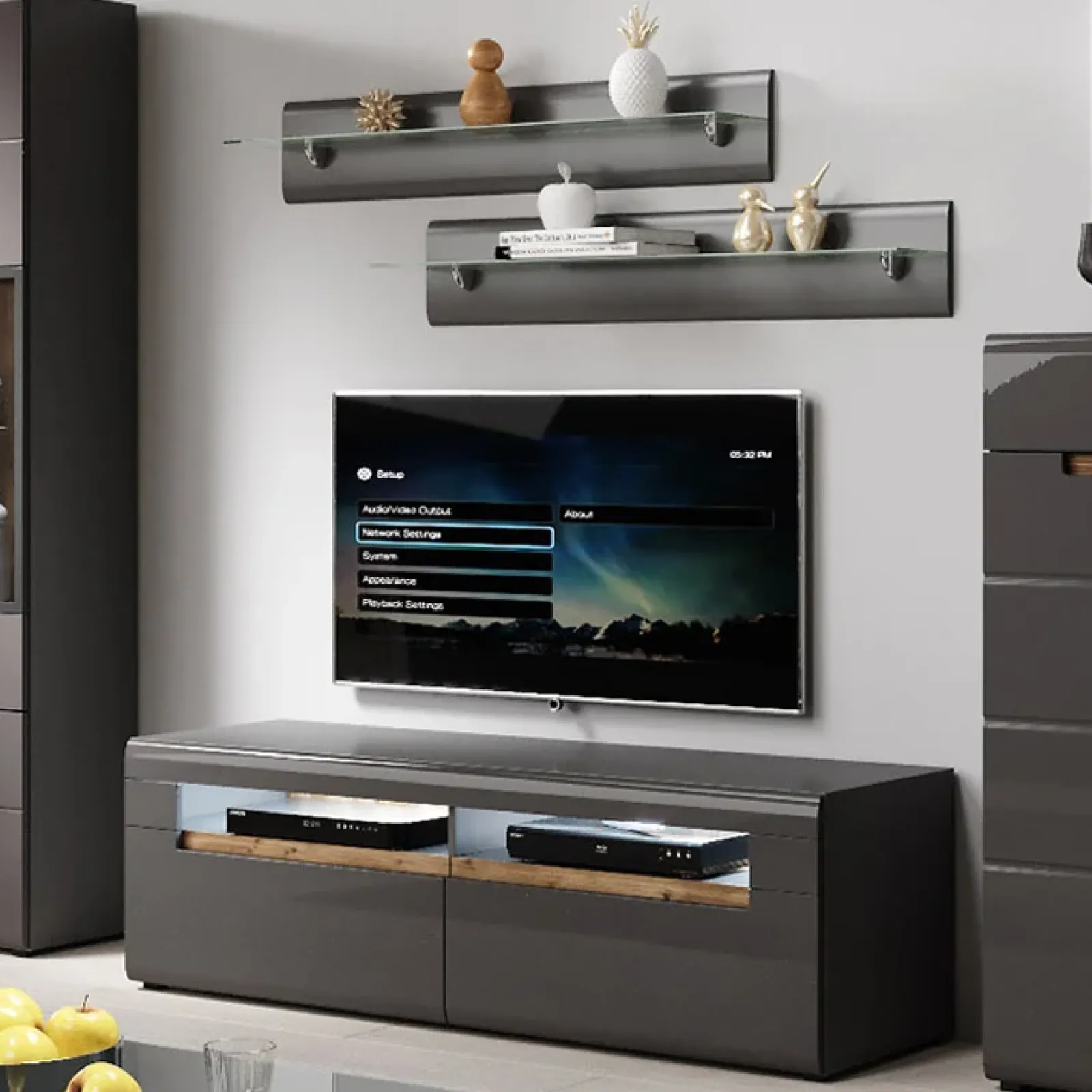 Garnero Arredamenti Mensole E Pensili-Mensola 120x22h cm da parete antracite lucido acciaio cromato Gordon