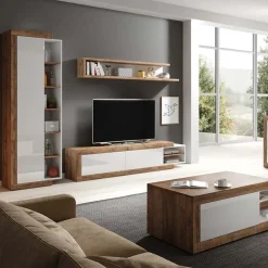 Garnero Arredamenti Mensole E Pensili-Mensola 180x28h cm da parete moderna bianco lucido rovere Aria