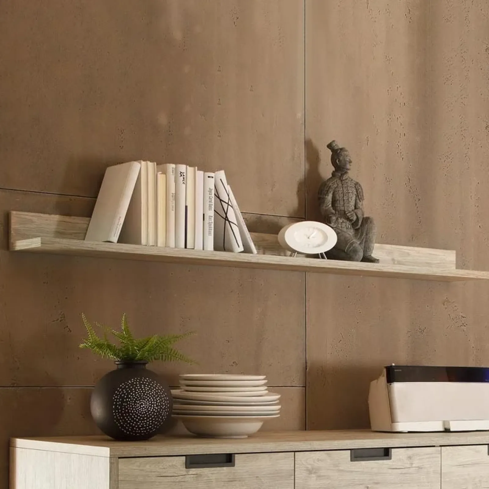 Garnero Arredamenti Mensole E Pensili-Mensola 158x10h cm da parete moderna soggiorno sherwood oak Juvena