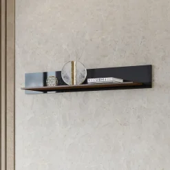 Garnero Arredamenti Mensole E Pensili-Mensola 160x24h cm da parete noce nero lucido Jumbo Nero Lucido - Noce