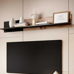 Garnero Arredamenti Mensole E Pensili-Mensola 150x25h cm da parete rovere nero Nandina