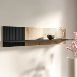 Garnero Arredamenti Mensole E Pensili-Mensola 110x25h cm da parete rovere nero Duble