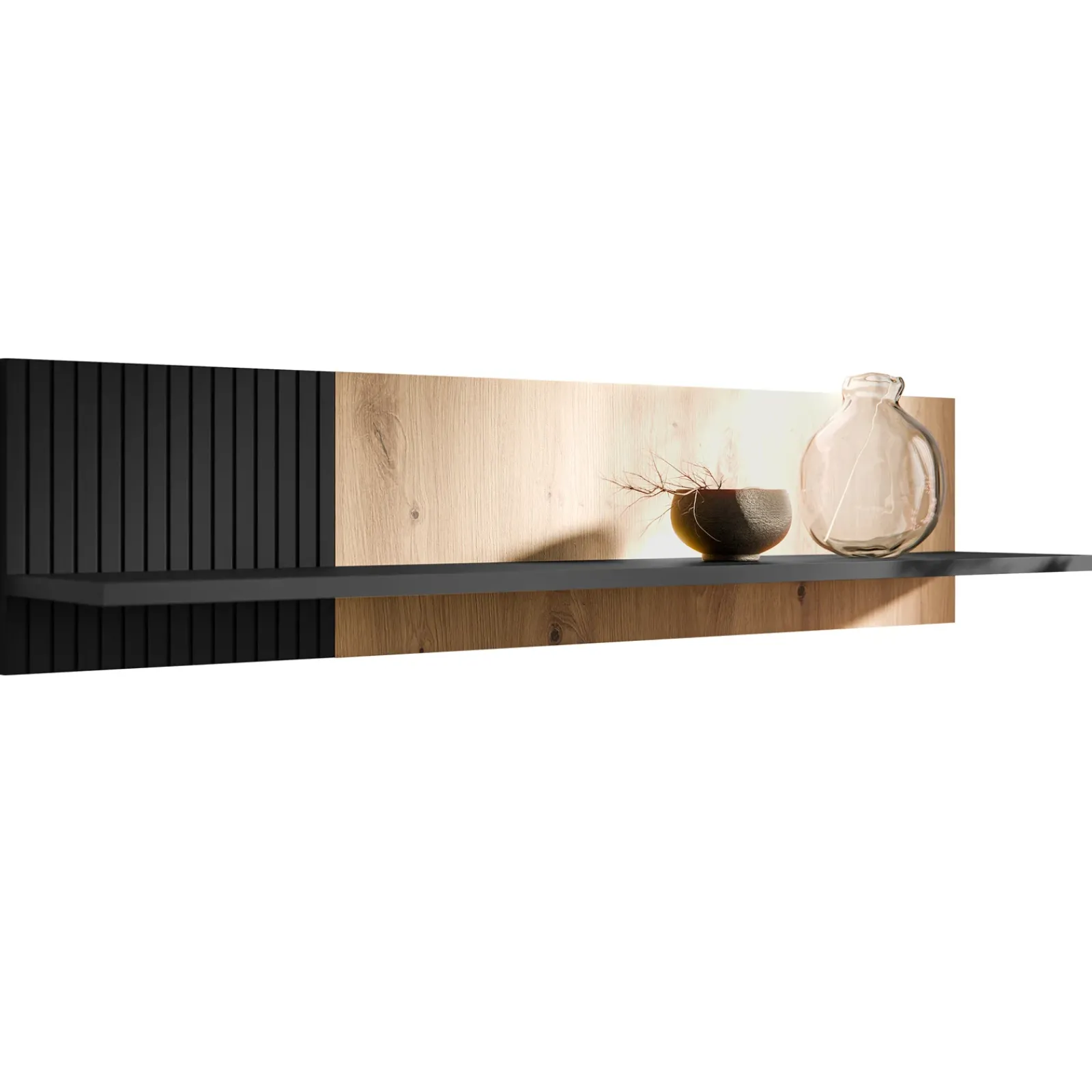 Garnero Arredamenti Mensole E Pensili-Mensola 110x25h cm da parete rovere nero Duble