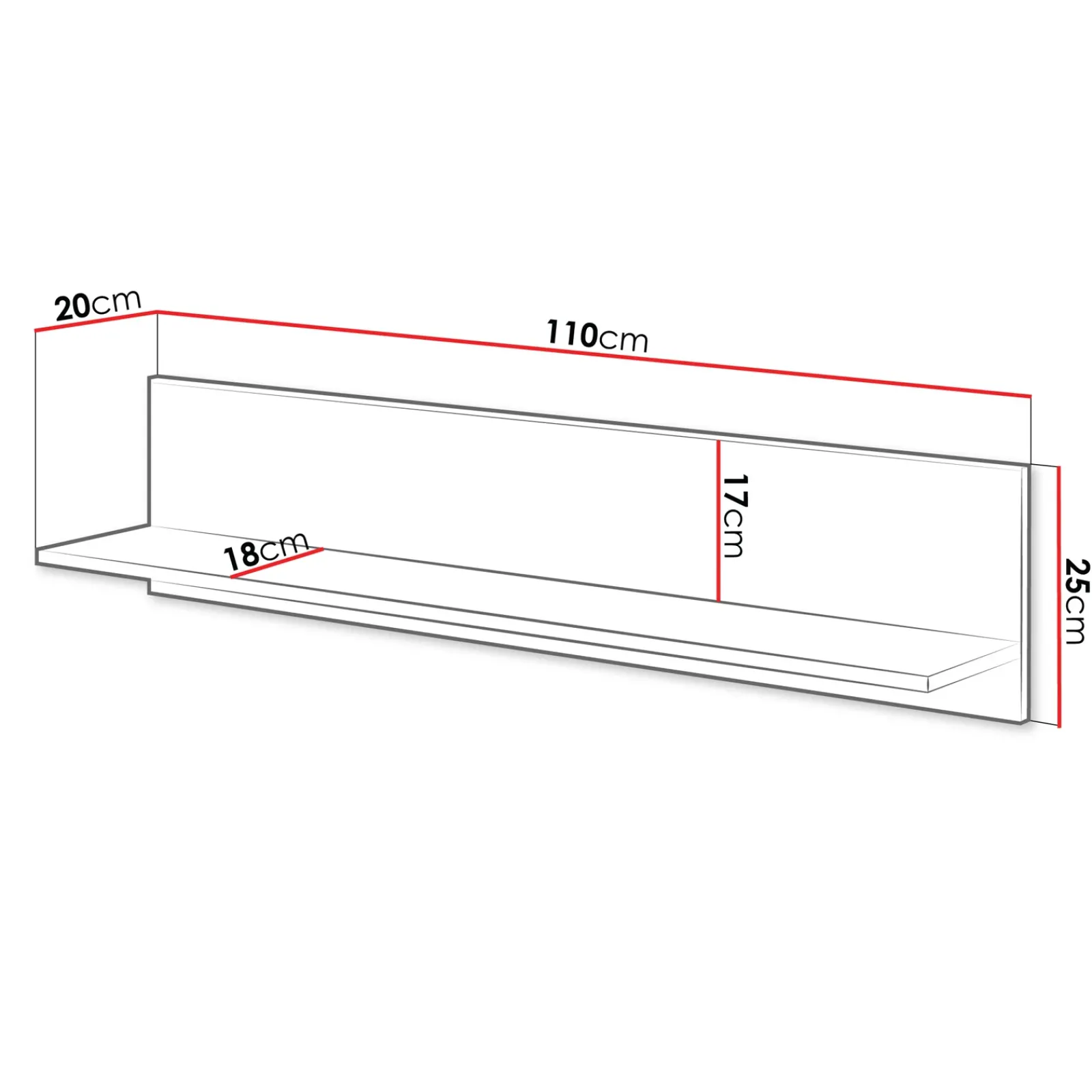 Garnero Arredamenti Mensole E Pensili-Mensola 110x25h cm da parete rovere nero Duble