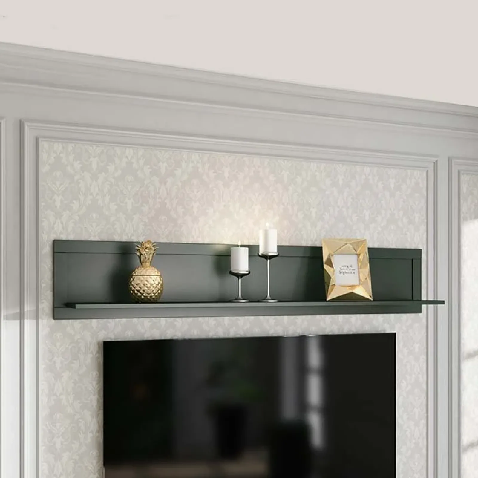 Garnero Arredamenti Mensole E Pensili|Mensole E Pensili-Mensola 177x32h cm da parete soggiorno verde scuro Texel