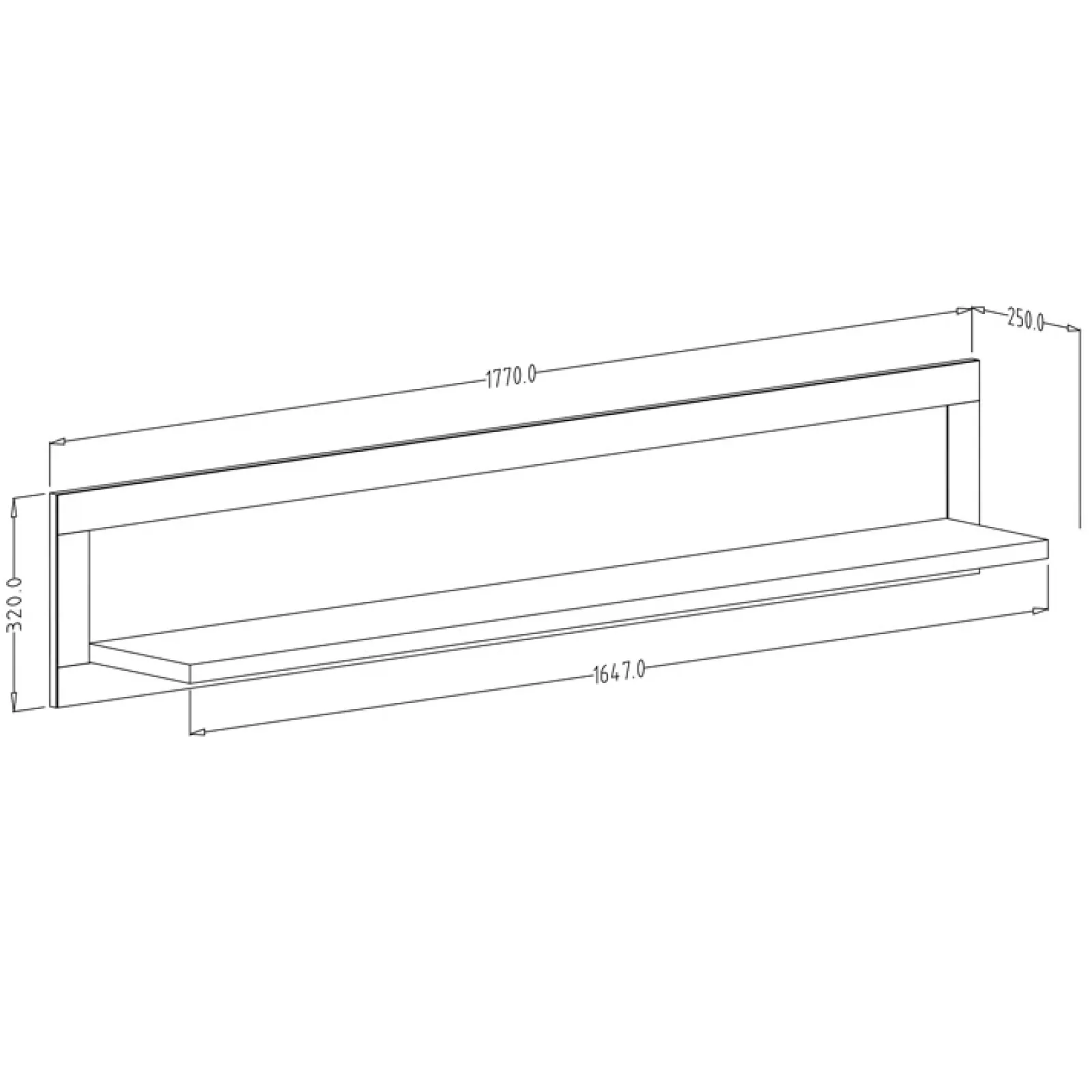 Garnero Arredamenti Mensole E Pensili|Mensole E Pensili-Mensola 177x32h cm da parete soggiorno verde scuro Texel
