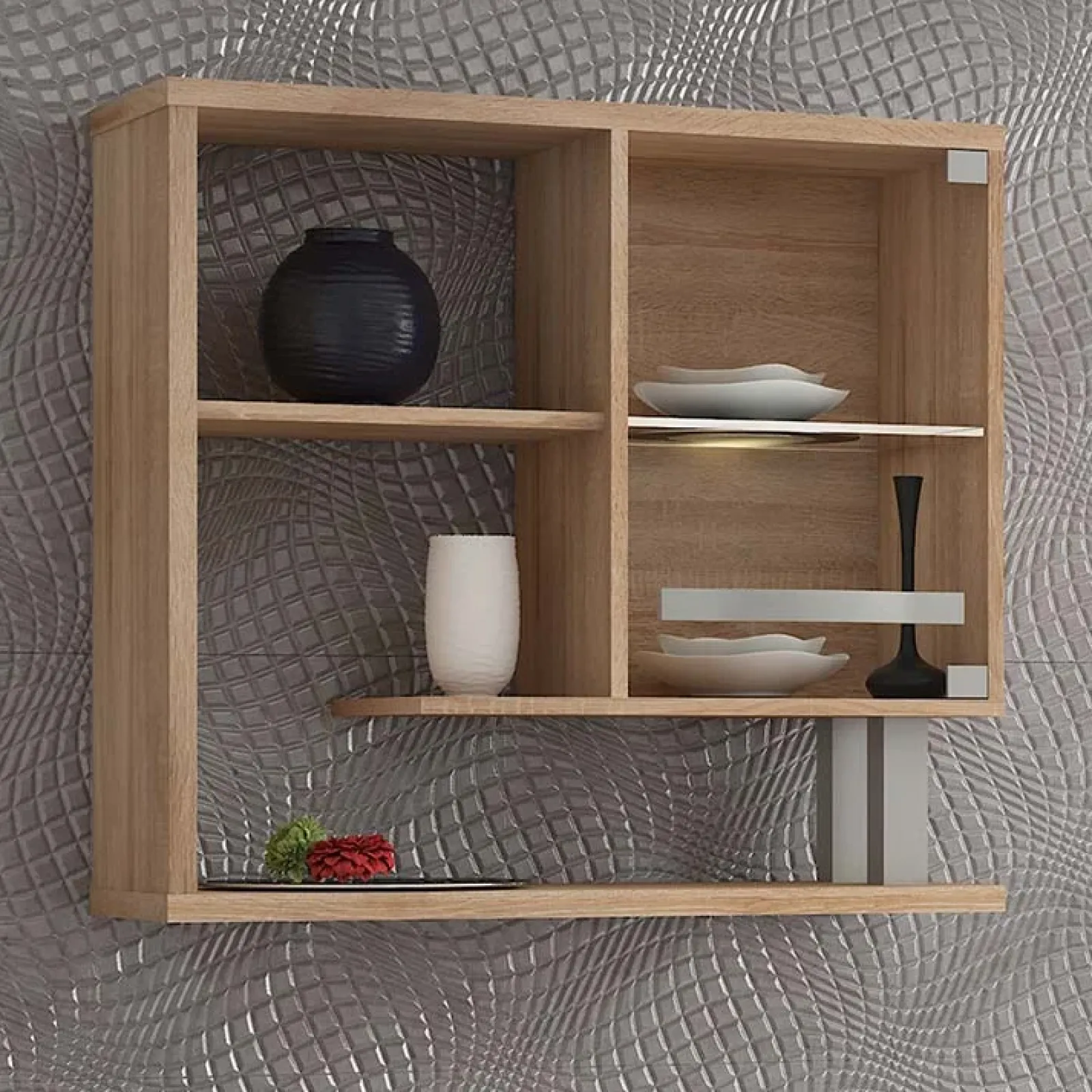 Garnero Arredamenti Mensole E Pensili-Mensola 80x76h cm da parete soggiorno rovere chiaro Sharon