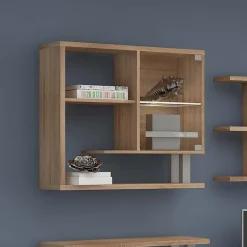 Garnero Arredamenti Mensole E Pensili-Mensola 80x76h cm da parete soggiorno rovere chiaro Sharon