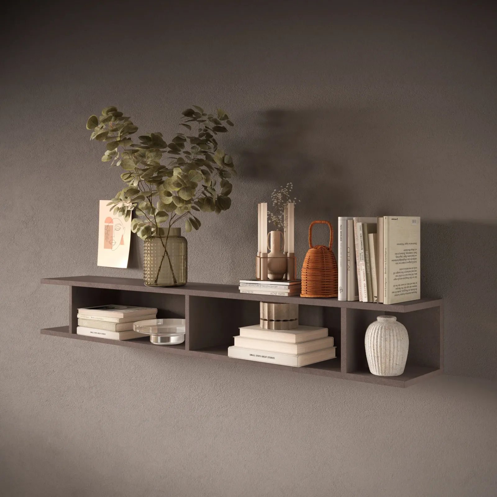 Garnero Arredamenti Mensole E Pensili|Mensole E Pensili-Mensola 138x19h cm da parete vani a vista bronzo Sunset Marrone