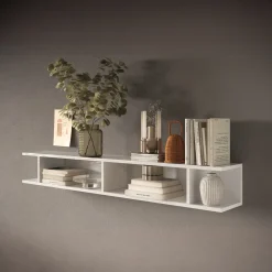 Garnero Arredamenti Mensole E Pensili-Mensola 138x19h cm da parete vani a vista Sunset Bianco Lucido