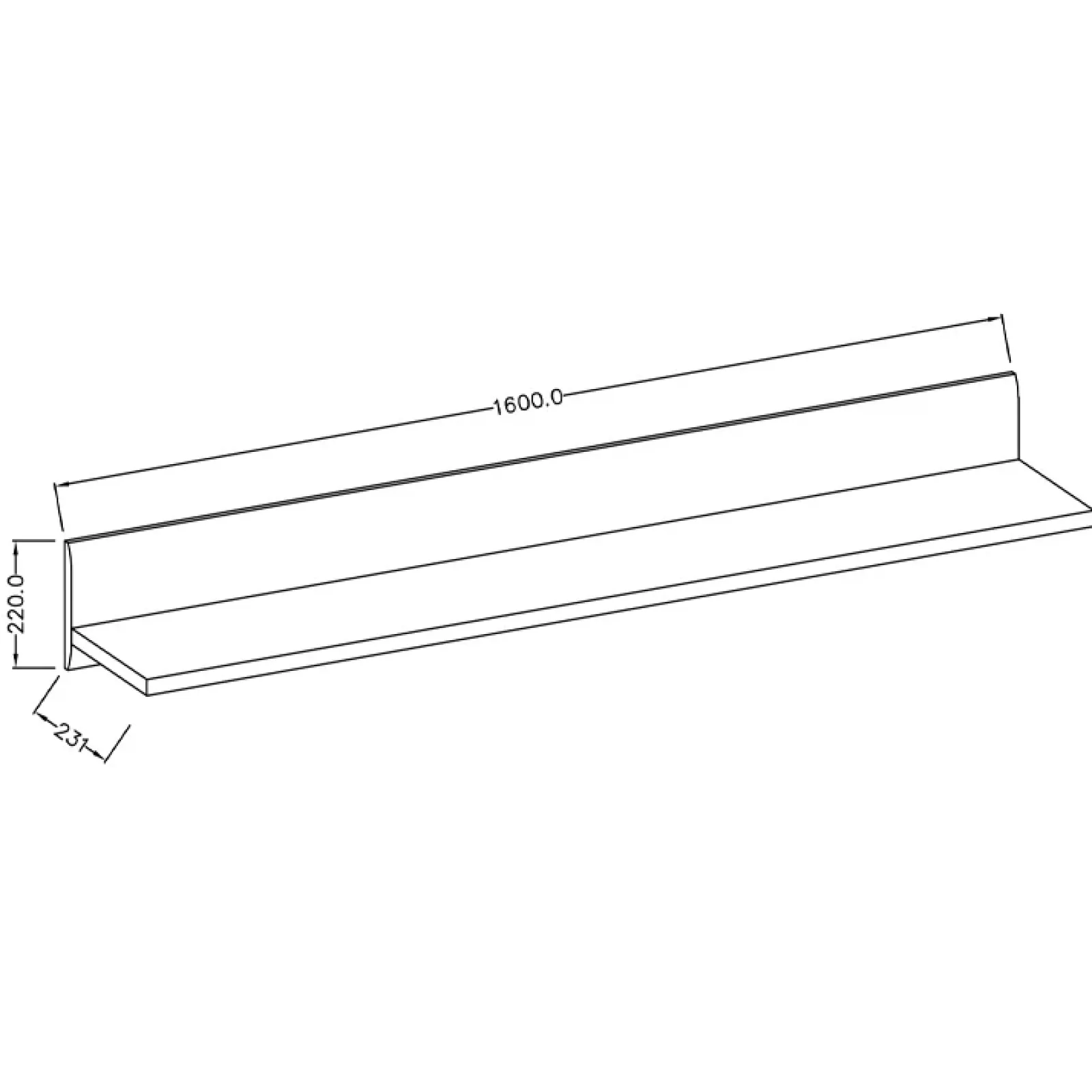 Garnero Arredamenti Mensole E Pensili-Mensola 160x22h cm moderna da parete soggiorno nero Maiorca Rovere