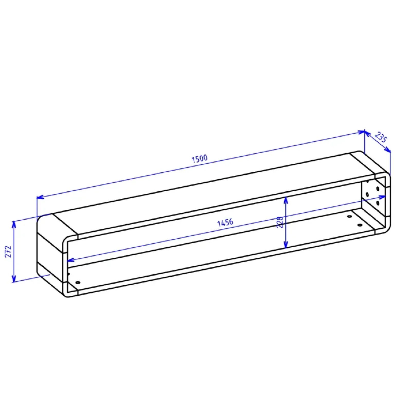 Garnero Arredamenti Mensole E Pensili-Mensola 150x27h cm moderna soggiorno rovere nero opaco Esmond