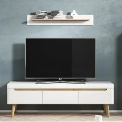 Garnero Arredamenti Mensole E Pensili-Mensola 107x19h cm moderna soggiorno bianco lucido Alia Gihome®