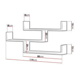 Garnero Arredamenti Mensole E Pensili-Mensola 119x55h cm pensile a muro 3 ripiani effetto marmo Concetta Grigio