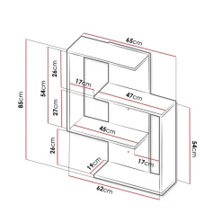 Garnero Arredamenti Mensole E Pensili-Mensola 65x85h cm pensile a muro design bianco rovere Marietta