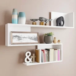 Garnero Arredamenti Mensole E Pensili-Mensola 110x80h cm pensile a muro design moderno bianco Carlina