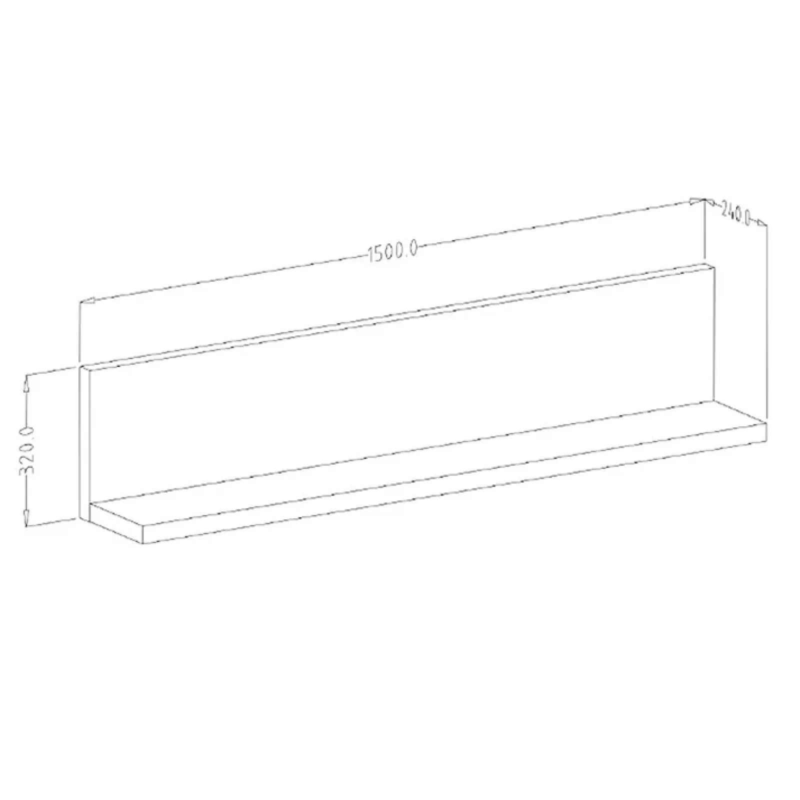 Garnero Arredamenti Mensole E Pensili-Mensola 150x32h cm per parete attrezzata Megan Gihome® Antracite