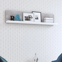 Garnero Arredamenti Mensole E Pensili|Mensole E Pensili-Mensola 150x32h cm per parete attrezzata bianco cemento Megan Gihome® Cemento - Bianco opaco