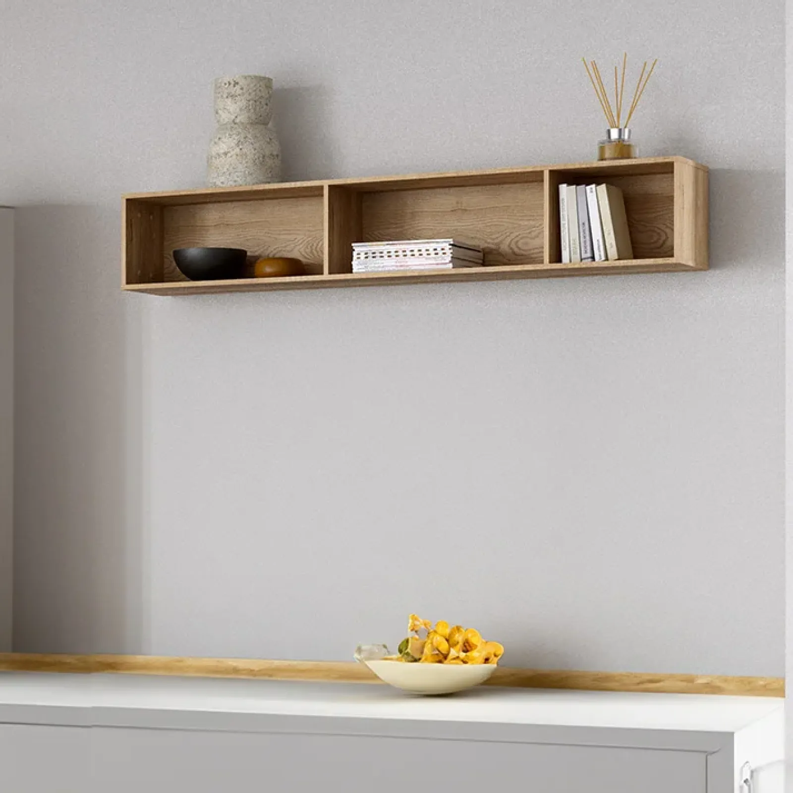 Garnero Arredamenti Mensole E Pensili-Mensola 145x24h cm rovere nero Alabaster