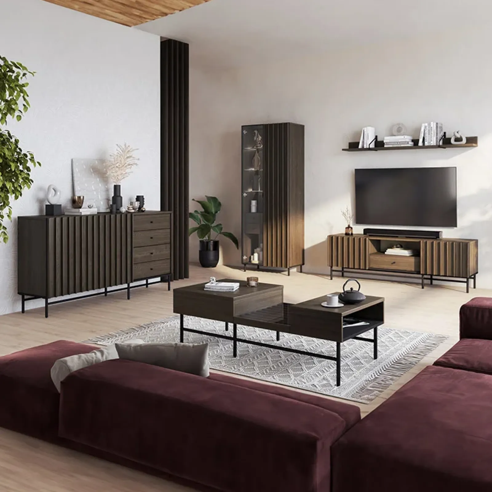 Garnero Arredamenti Mensole E Pensili-Mensola 155x19h cm wengè Blackwood