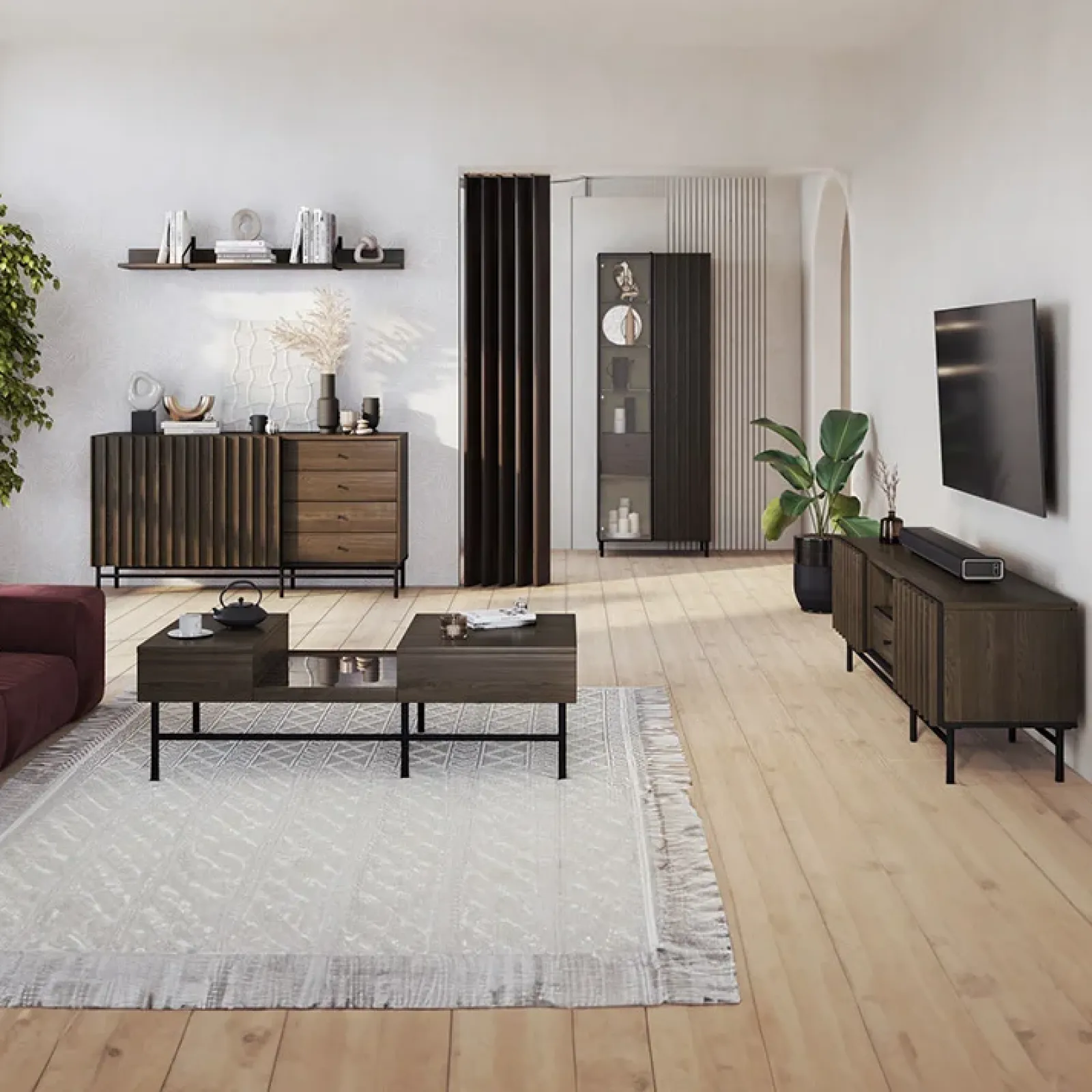 Garnero Arredamenti Mensole E Pensili-Mensola 155x19h cm wengè Blackwood