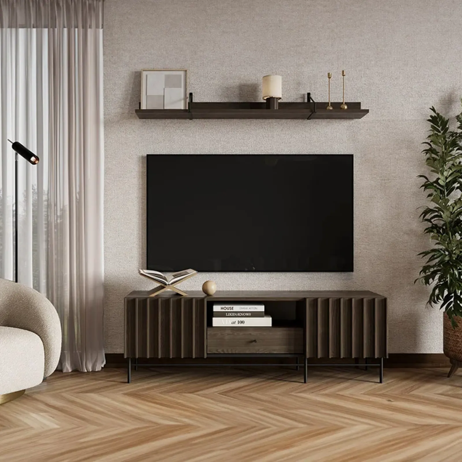 Garnero Arredamenti Mensole E Pensili-Mensola 155x19h cm wengè Blackwood