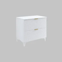 Garnero Arredamenti Mobili Bagno A Terra-Mobile bagno a terra 81cm 2 cassetti bianco frontali decorati Konny Bianco Lucido - Bianco opaco
