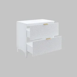 Garnero Arredamenti Mobili Bagno A Terra-Mobile bagno a terra 81cm 2 cassetti bianco frontali decorati Konny Bianco Lucido - Bianco opaco