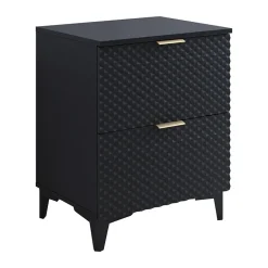 Garnero Arredamenti Mobili Bagno A Terra-Mobile bagno a terra 61cm 2 cassetti nero frontali decorati Konny Nero Lucido - Nero opaco