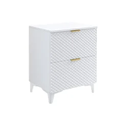Garnero Arredamenti Mobili Bagno A Terra-Mobile bagno a terra 61cm 2 cassetti bianco frontali decorati Konny Bianco Lucido - Bianco opaco
