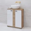 Garnero Arredamenti Mobili Bagno A Terra-Mobile bagno a terra 61cm 2 ante bianco lucido rovere Crystal