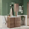 Garnero Arredamenti Mobili Bagno A Terra-Mobile bagno a terra 100cm con lavabo e specchio rovere Alvarez